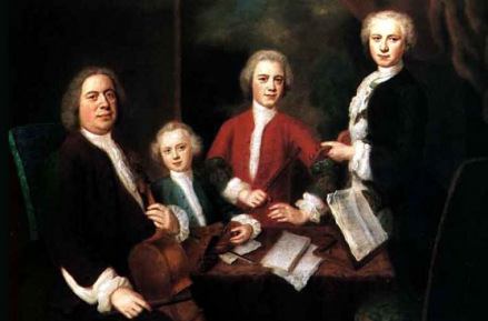 巴赫（左）与他的三个儿子