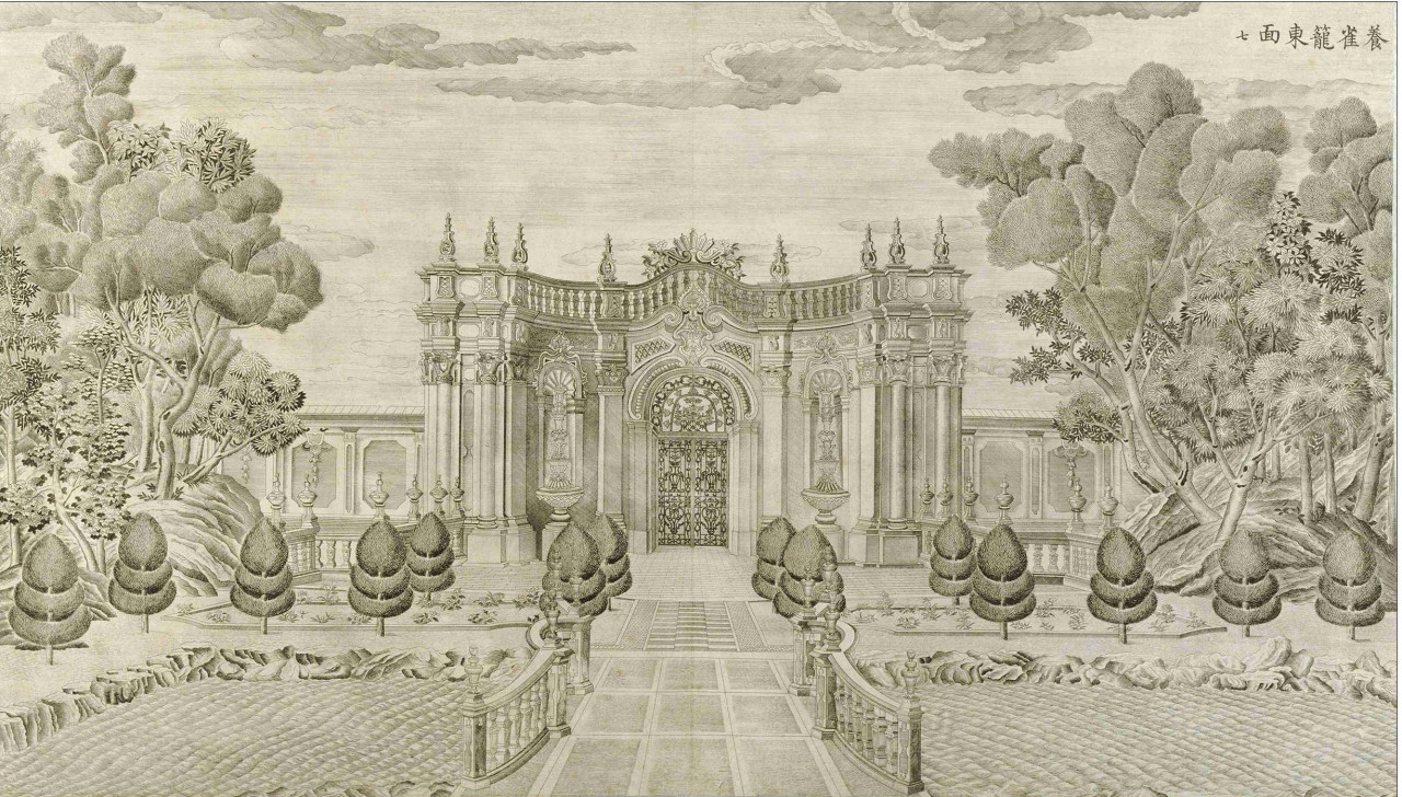 清·郎世宁 圆明园铜版画之养雀笼