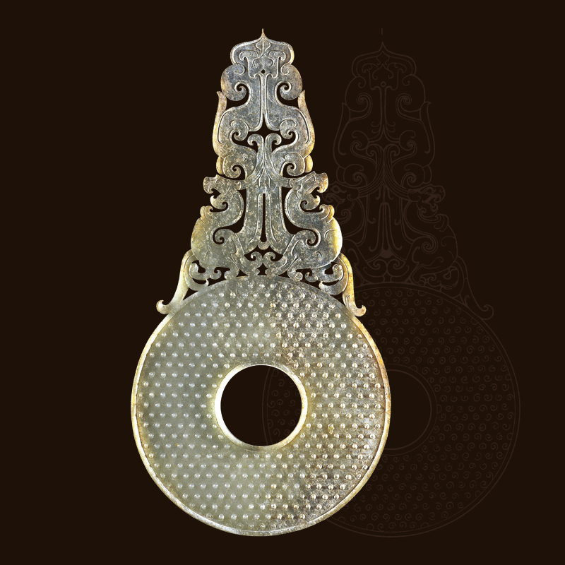 透雕双龙纹高钮白玉谷纹璧