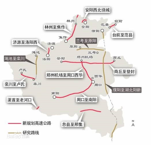 商丘至登封高速公路示意图