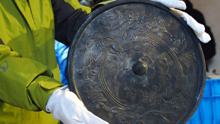 唐鹦鹉衔枝绶带纹铜镜