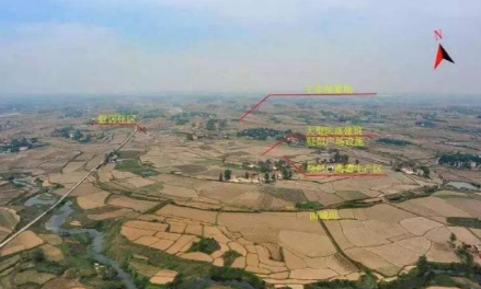 城河遗址鸟瞰图及王家塝位置（南-北）