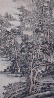 沈周《松窗高士图》（局部）