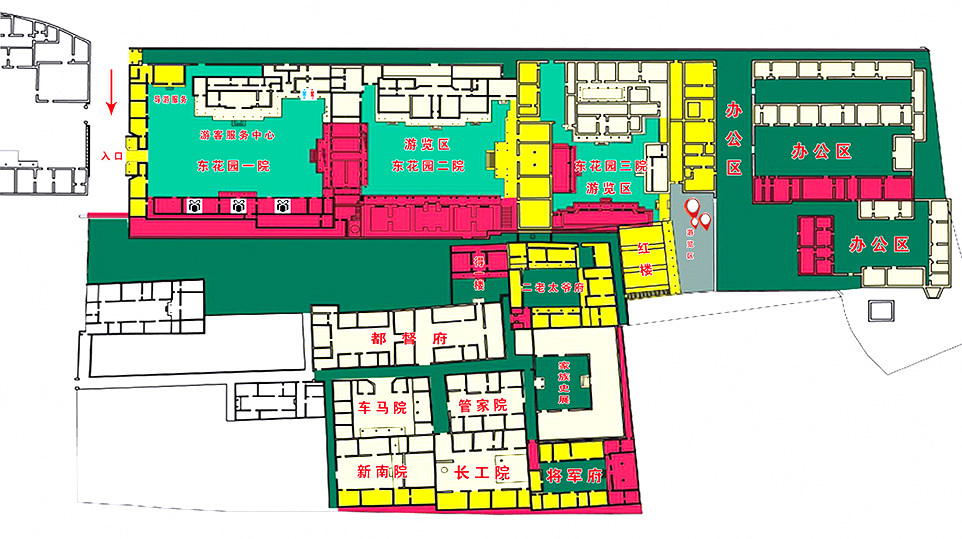 定襄县河边民俗博物馆景区地图（包括阎家大院）