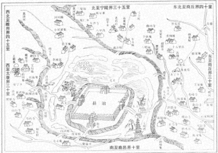 柘城新城与旧城湖地图（光绪年版）