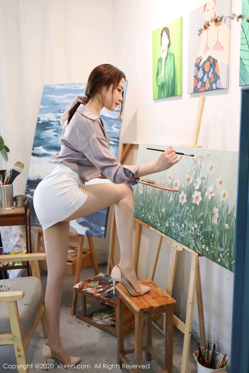 性感美女徐cake包臀裙&紫衬衫画室主题剧情系列写真 性感美女徐cake包臀裙&紫衬衫画室主题剧情系列写真