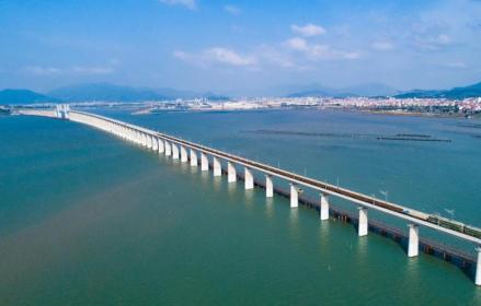 建设中的新建福厦铁路湄洲湾跨海大桥