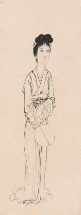 《白描仕女图》