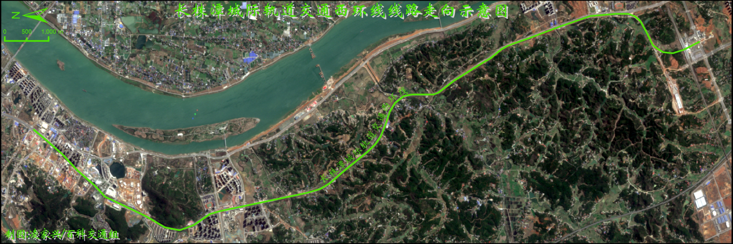 长株潭城际轨道交通西环线线路走向示意图