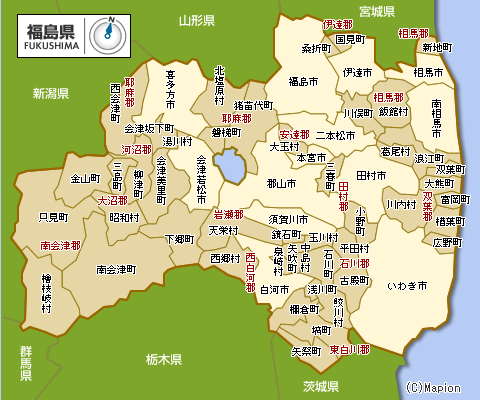 福岛县行政区划图