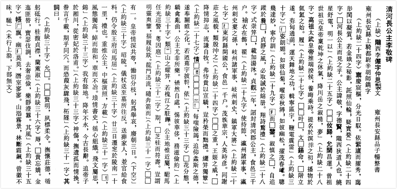 《清河长公主李敬碑》