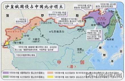 俄国占领中国北方示意图