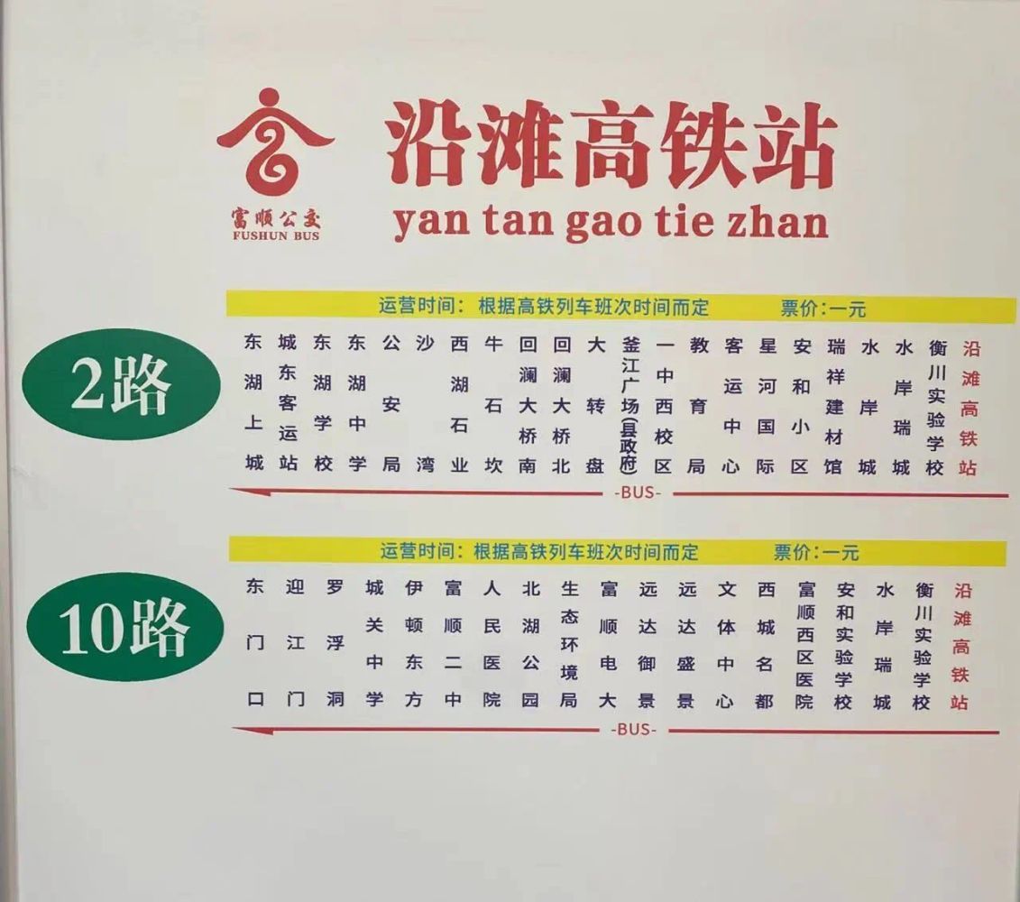 富顺公交 沿滩站站牌