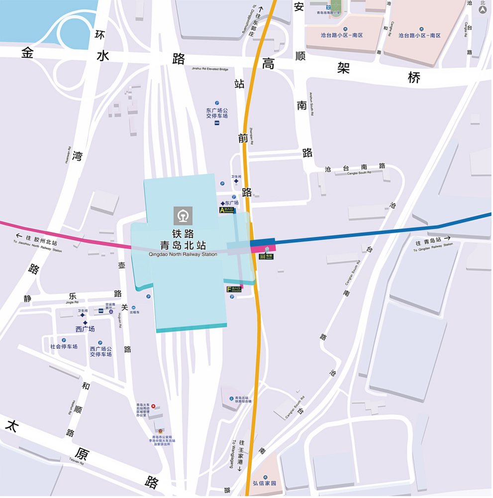 青岛北站轨道交通枢纽示意