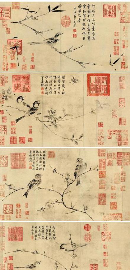 《四禽图》，赵佶