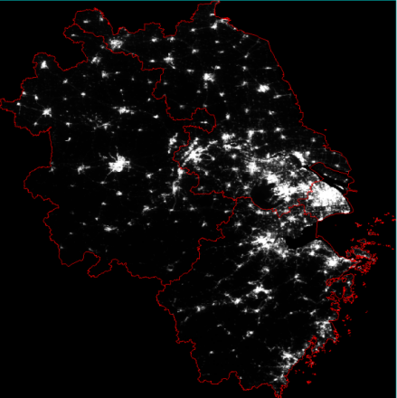 长江三角洲地区灯光图（截至2020年6月）