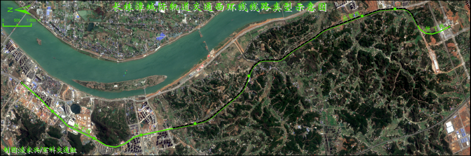 长株潭城际轨道交通西环线线路类型示意图