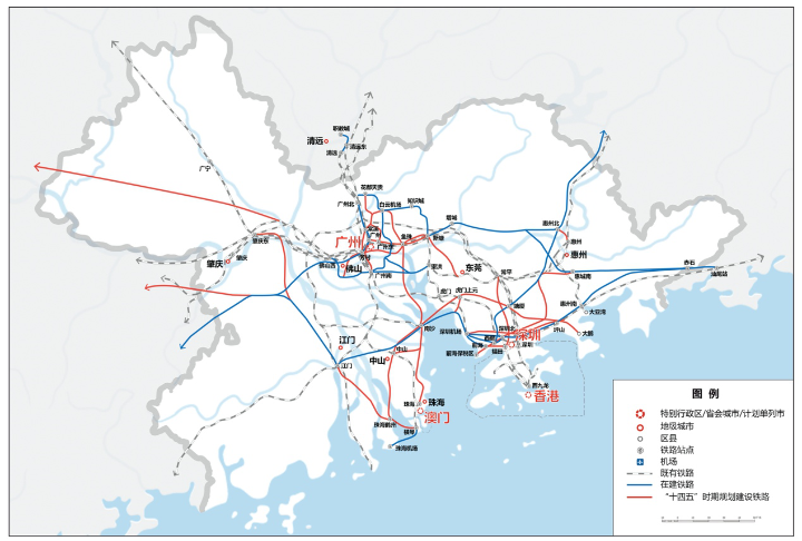 粤港澳大湾区轨道交通规划图