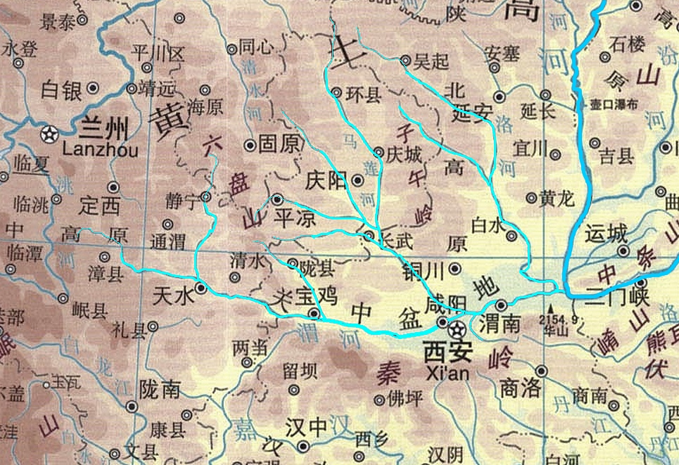 渭河的位置及主要水系构成 