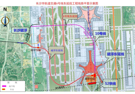 长沙轨道交通6号线东延段工程平面示意图