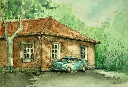 东华大学延安路校区内的光华大学遗迹（油画）