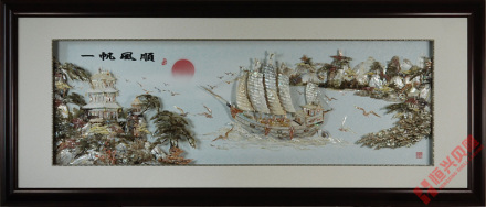北海大型贝雕《一帆风顺》