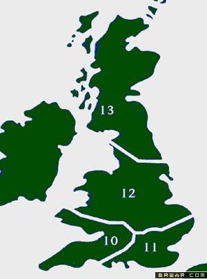 英国本土4个防空作战地域图