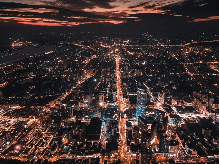 夜幕降临的徐州市