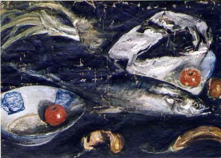 《鱼与茄》（1940）中国油画之父李铁夫