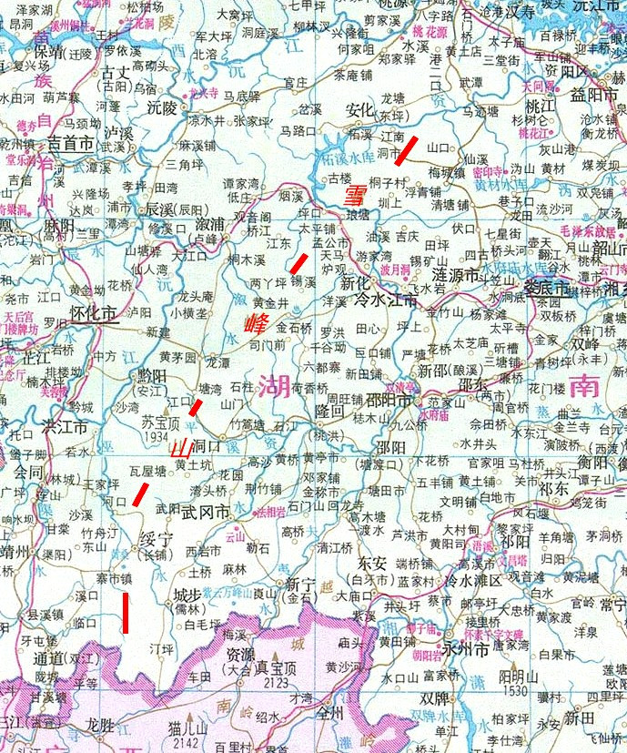 雪峰山（脉）位置及走向图