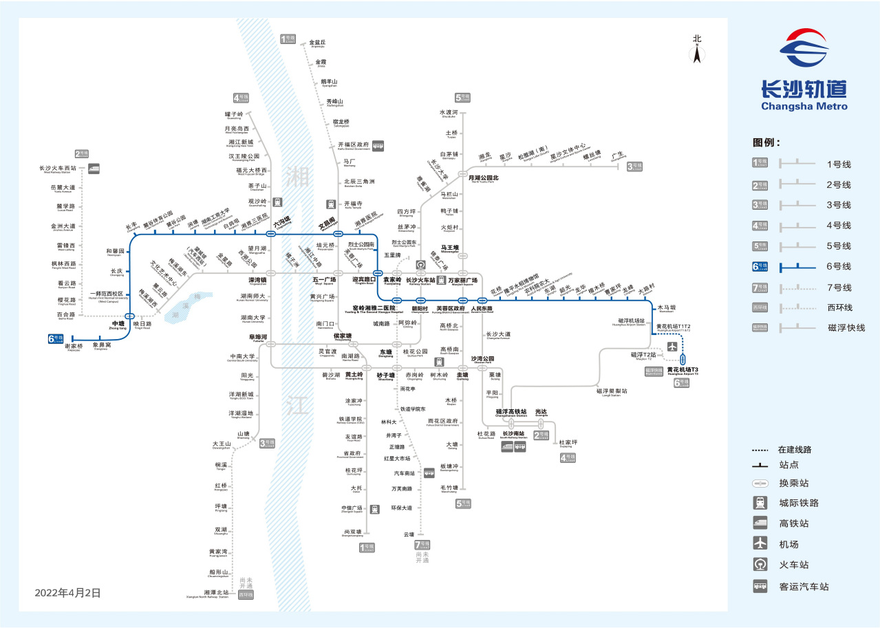 长沙轨道交通6号线线路平面图