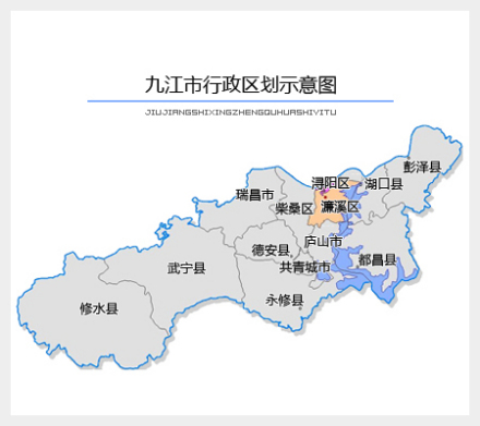 九江市行政区划示意图