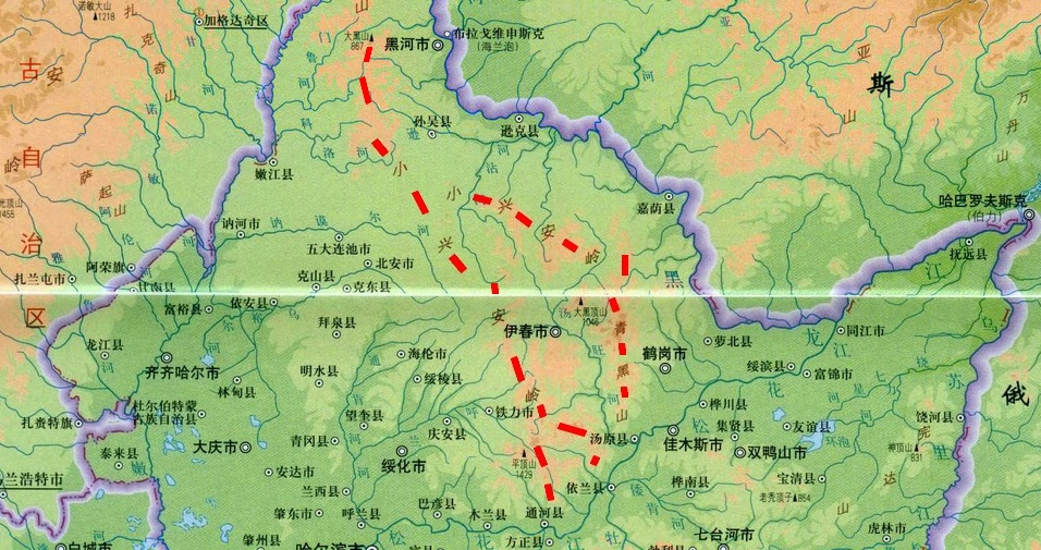 小兴安岭位置及走向图