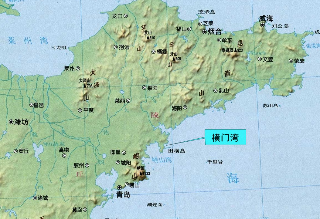 横门湾在山东半岛的位置