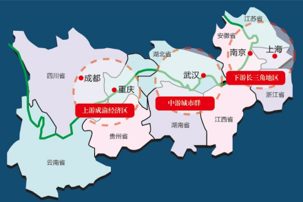 长江中游城市群在长江经济带中的位置