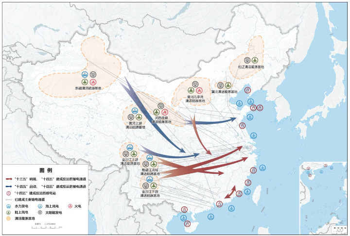 “十四五”大型清洁能源基地布局示意图 