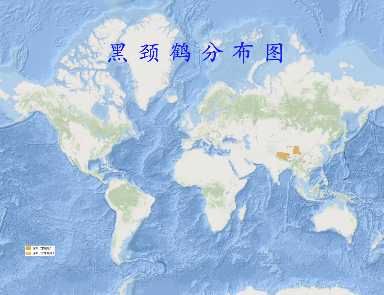 黑颈鹤分布图 