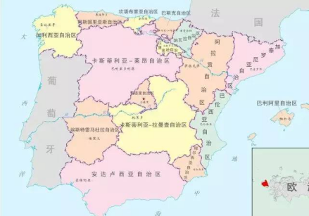 西班牙行政区划图