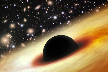 遥远宇宙中拥有巨大黑洞的类星体示意图 