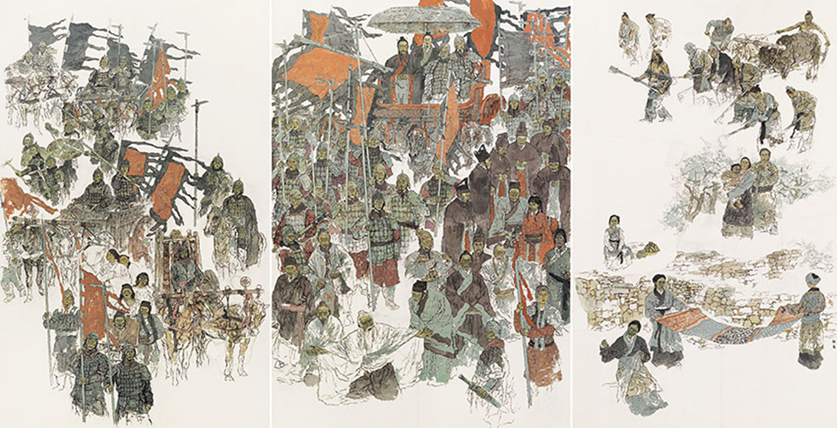 赵奇绘国画《商鞅变法》 