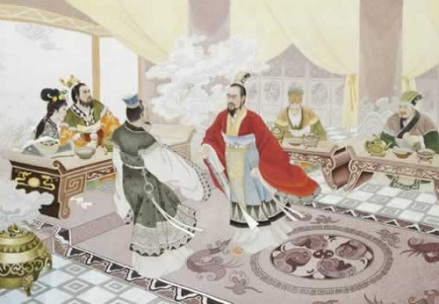 屈原（右）怒斥张仪（左）