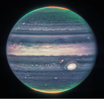 詹姆斯·韦伯太空望远镜捕捉到的木星照片