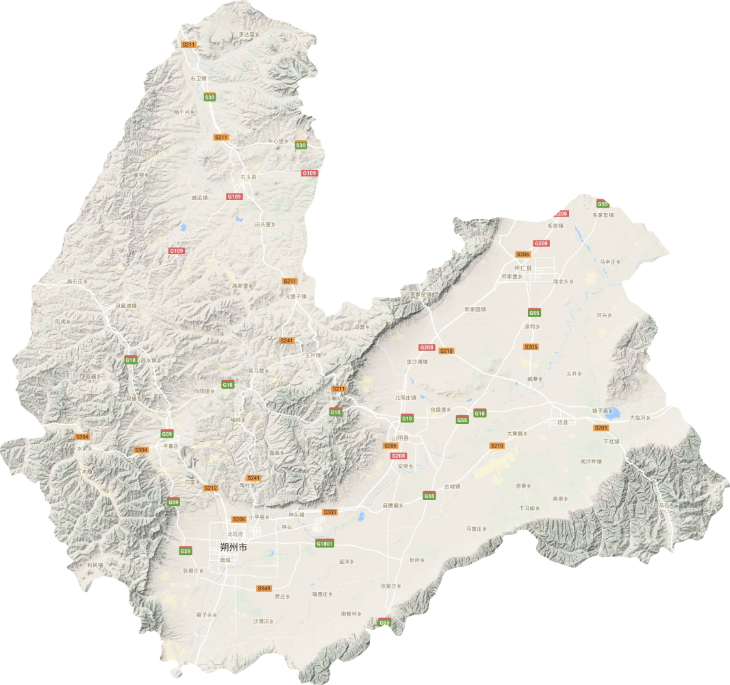 朔州市地形图高清版大图