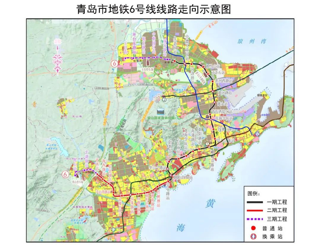 青岛地铁6号线线路走向示意图