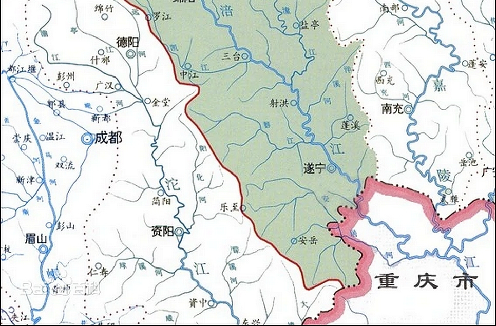 涪江流域水系及位置示意图 