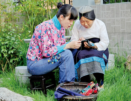 兴化青布挑花