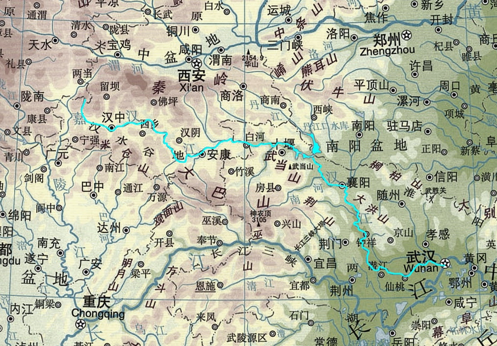 汉江的位置及水系分布