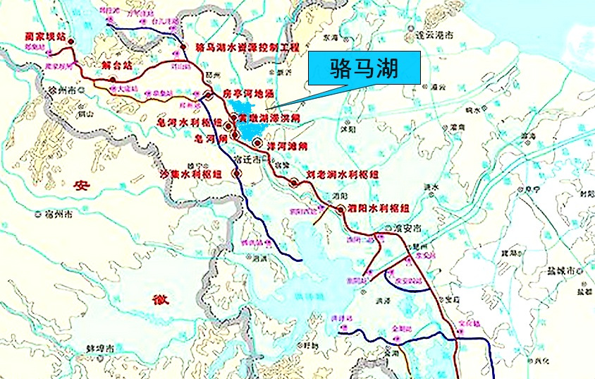 骆马湖在南水北调东线线路中的位置