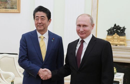 普京(右)与安倍(左)(2019年1月22日)