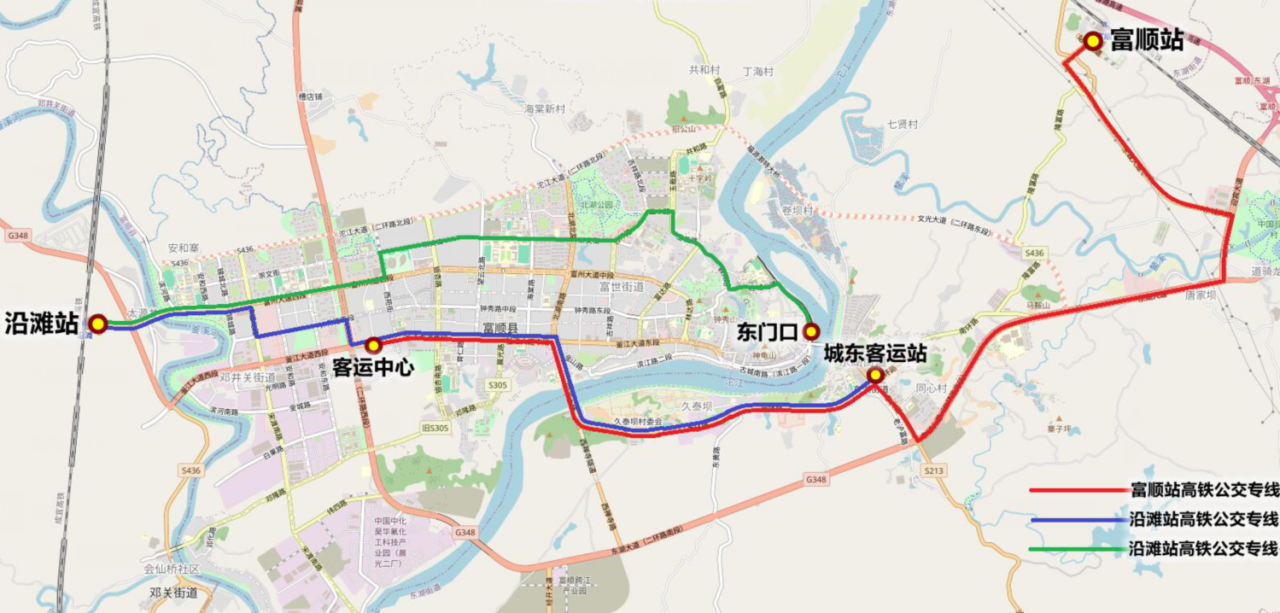 沿滩站公交线路走向